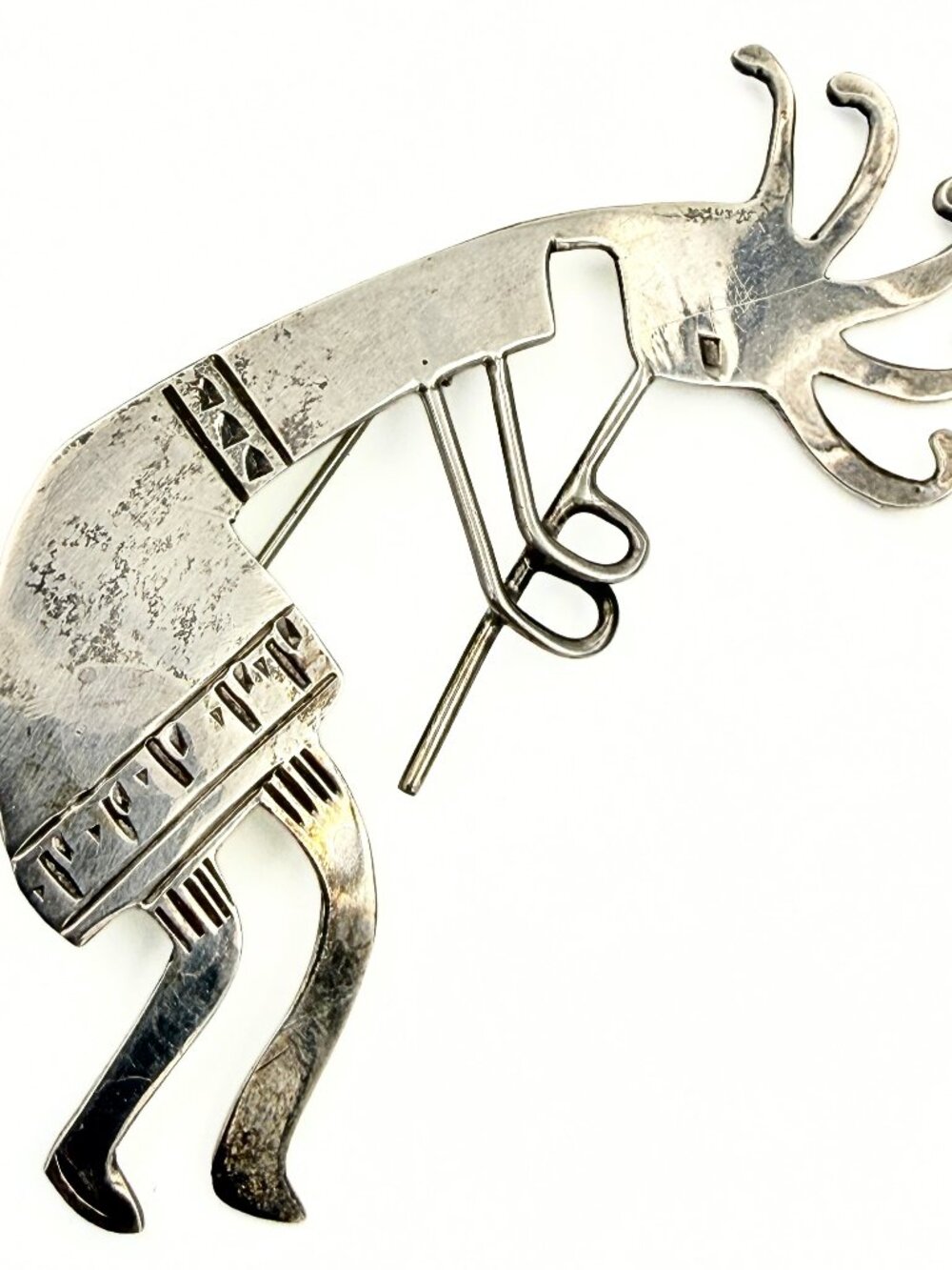 Vintage Stamped Mexico Sterling Silver Kokopelli Petroglyph Brooch